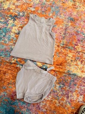 Kyte Baby Bamboo Tank & Shorts Set 3T Lavender Gray Lounge Outfit